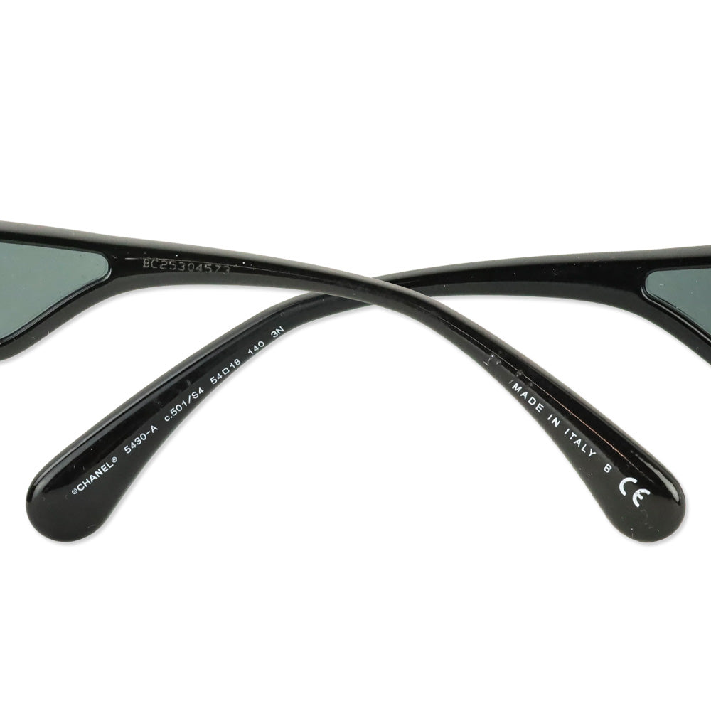 Chanel Black Rectangular Acetate CC Logo Sunglasses