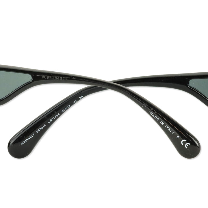 Chanel Black Rectangular Acetate CC Logo Sunglasses