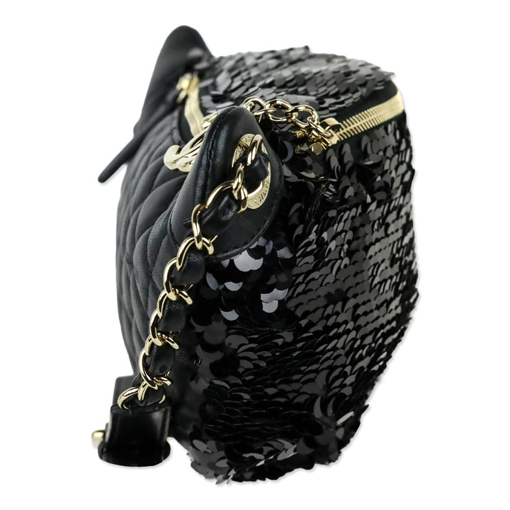 Chanel Black Sequin Belt Bag