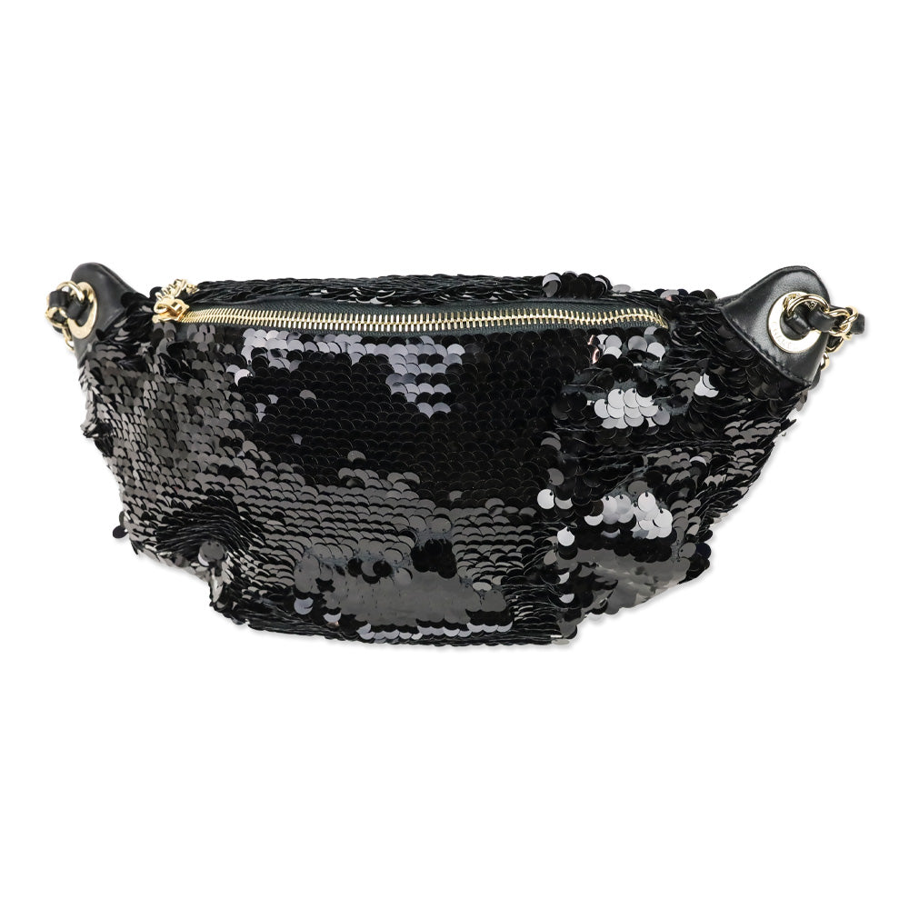Chanel Black Sequin Belt Bag