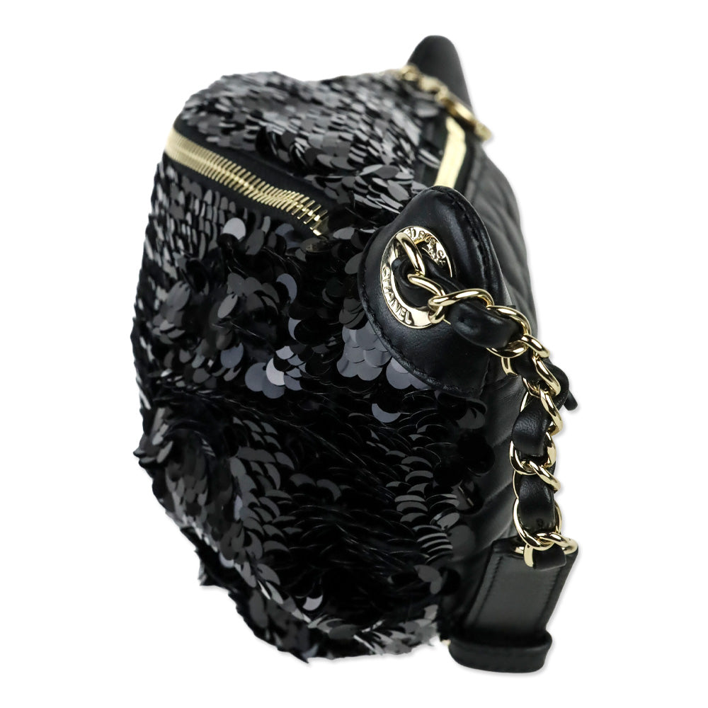 Chanel Black Sequin Belt Bag