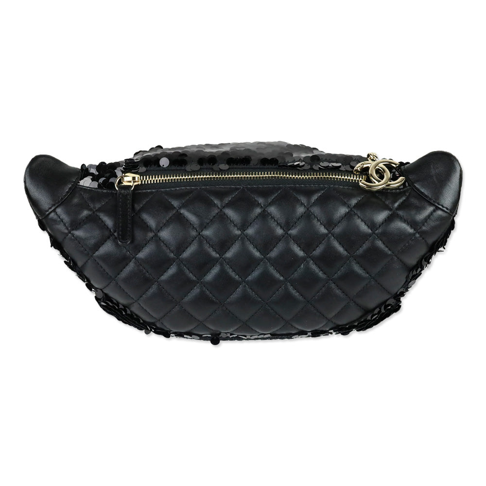Chanel Black Sequin Belt Bag