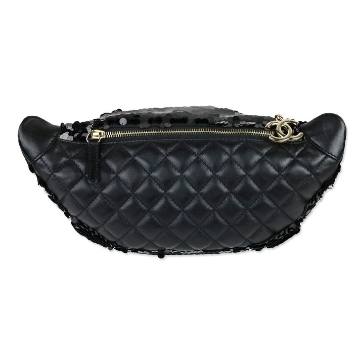 Chanel Black Sequin Belt Bag