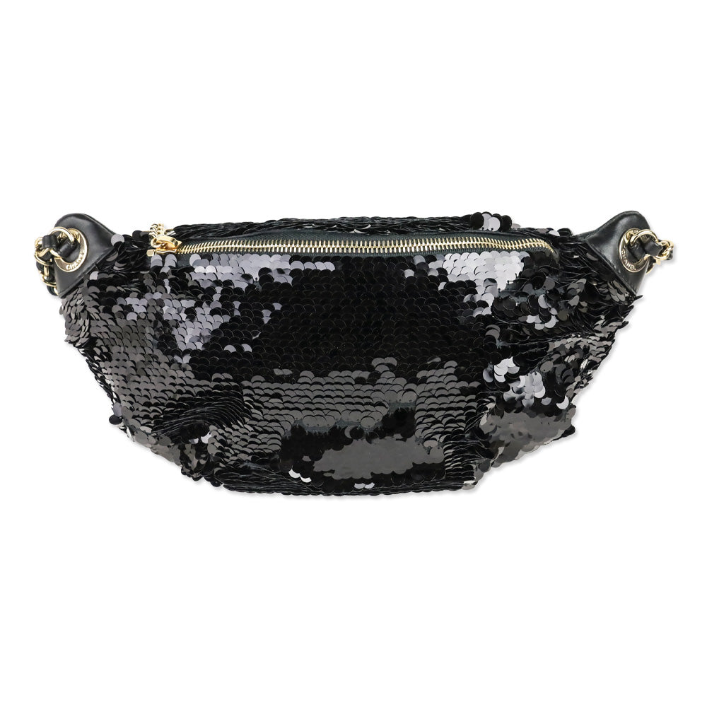 Chanel Black Sequin Belt Bag