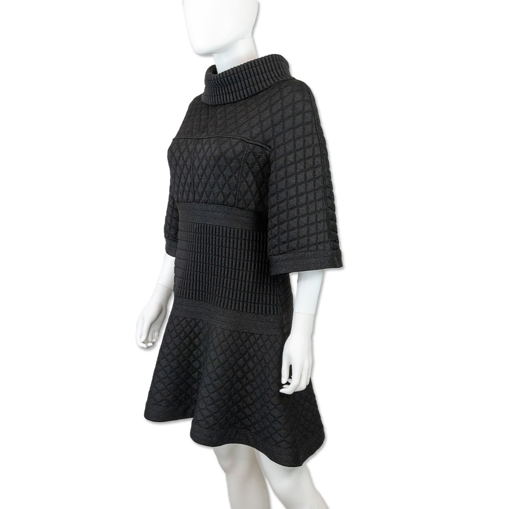 Chanel Black Shimmer Diamond Quilted Knit Dress