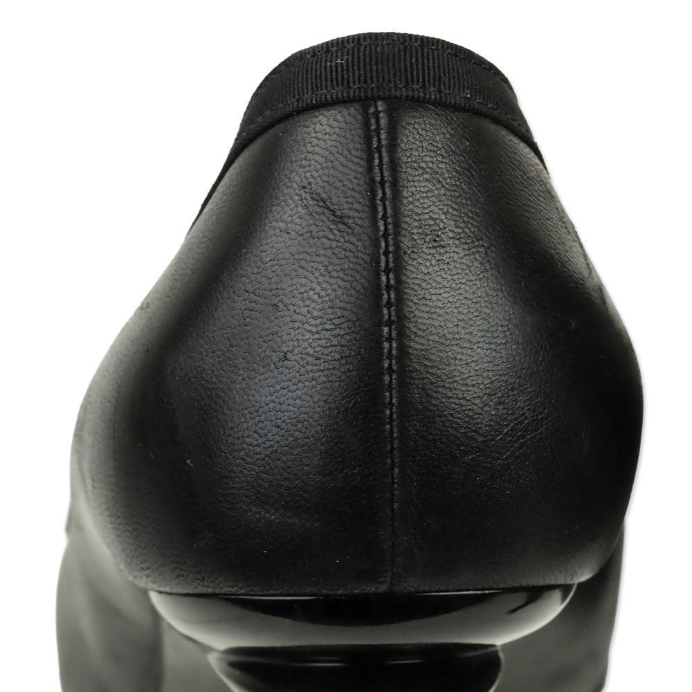 Chanel Black Soft Leather Grosgrain Cap Toe Bow Pump