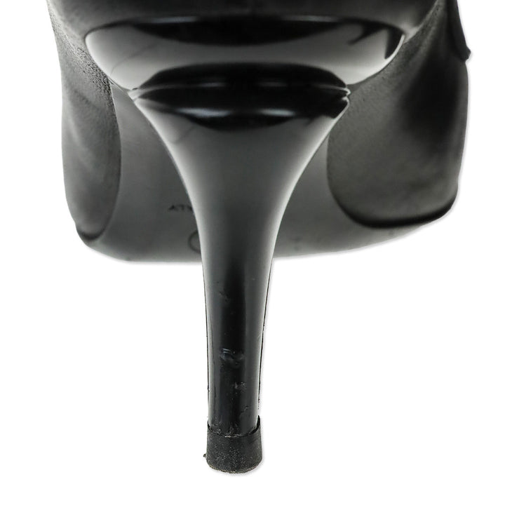 Chanel Black Soft Leather Grosgrain Cap Toe Bow Pump