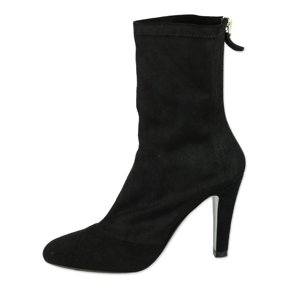 Chanel Black Stretch Lambskin Ankle Boots