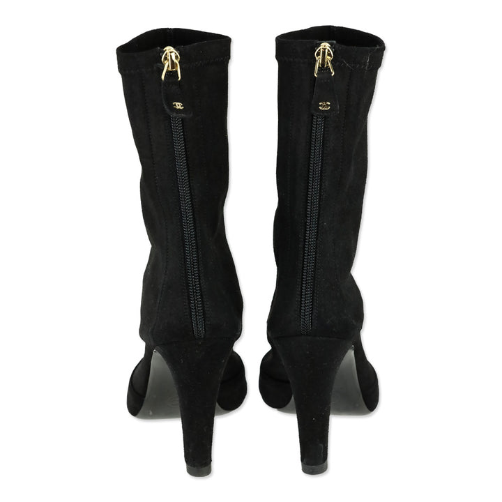 Chanel Black Stretch Lambskin Ankle Boots