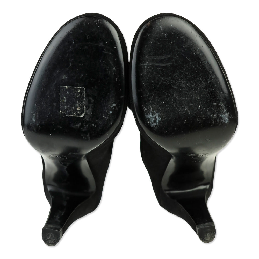 Chanel Black Stretch Lambskin Ankle Boots