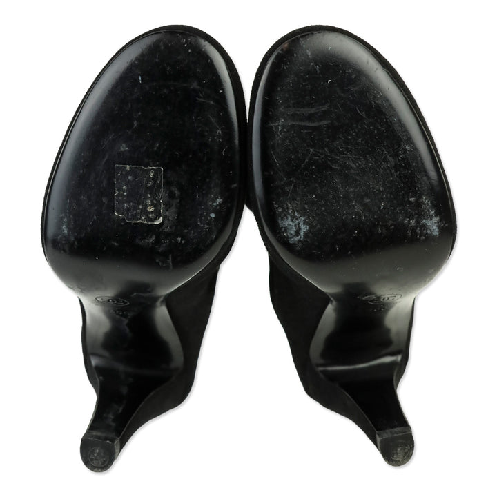 Chanel Black Stretch Lambskin Ankle Boots