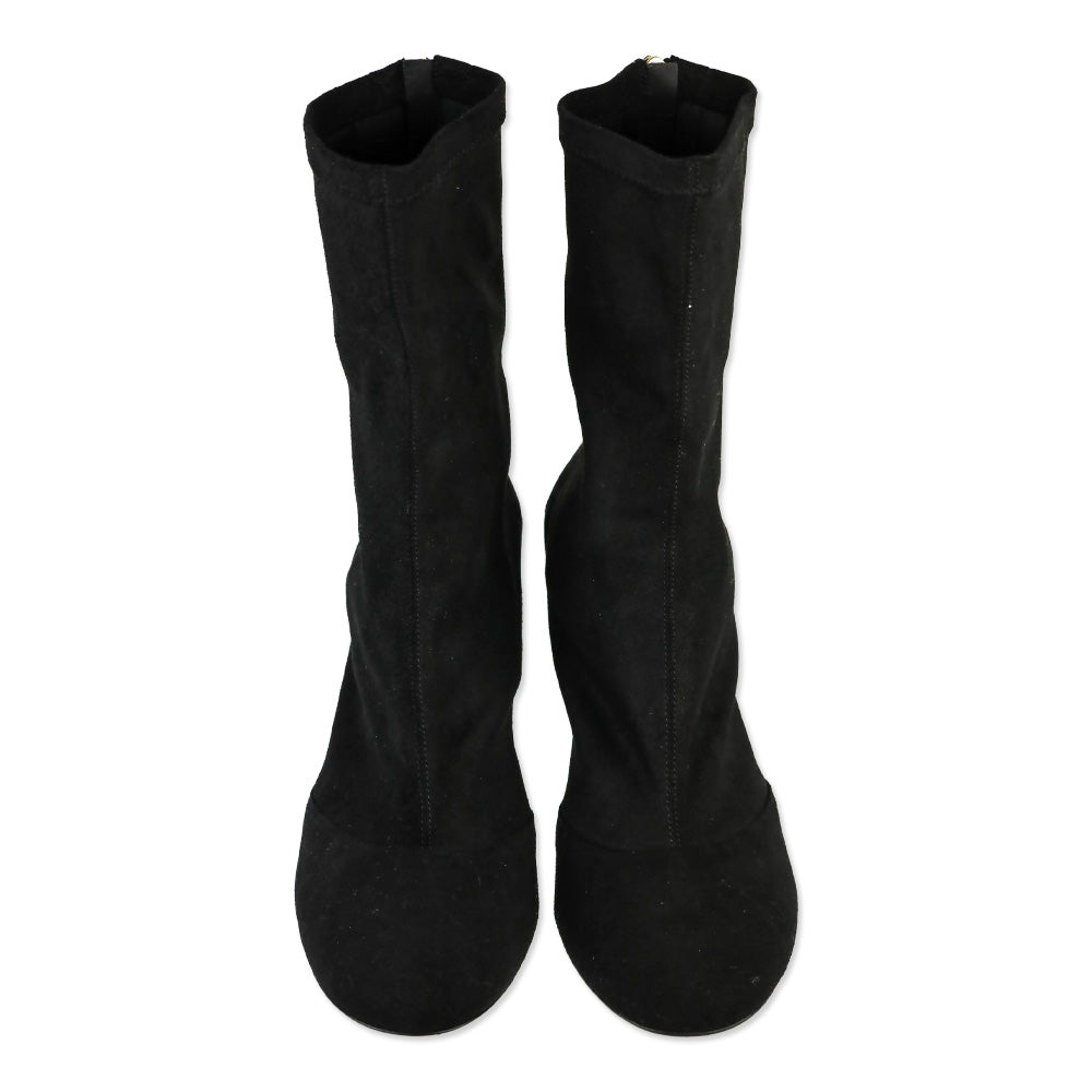 Chanel Black Stretch Lambskin Ankle Boots