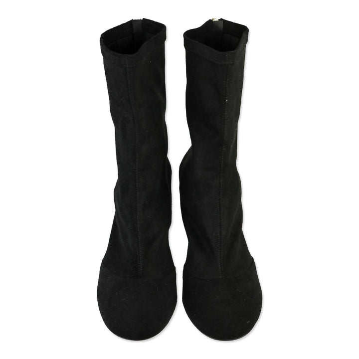 Chanel Black Stretch Lambskin Ankle Boots