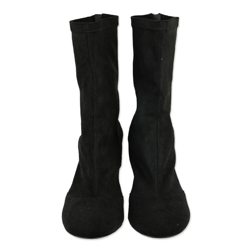 Chanel Black Stretch Lambskin Ankle Boots
