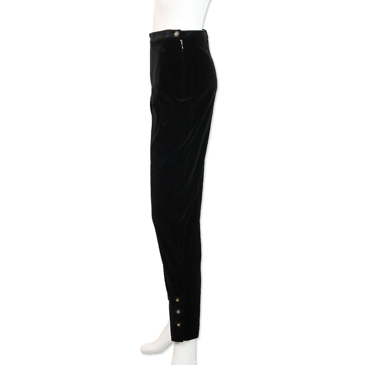 Chanel Black Velvet Straight Leg Pants