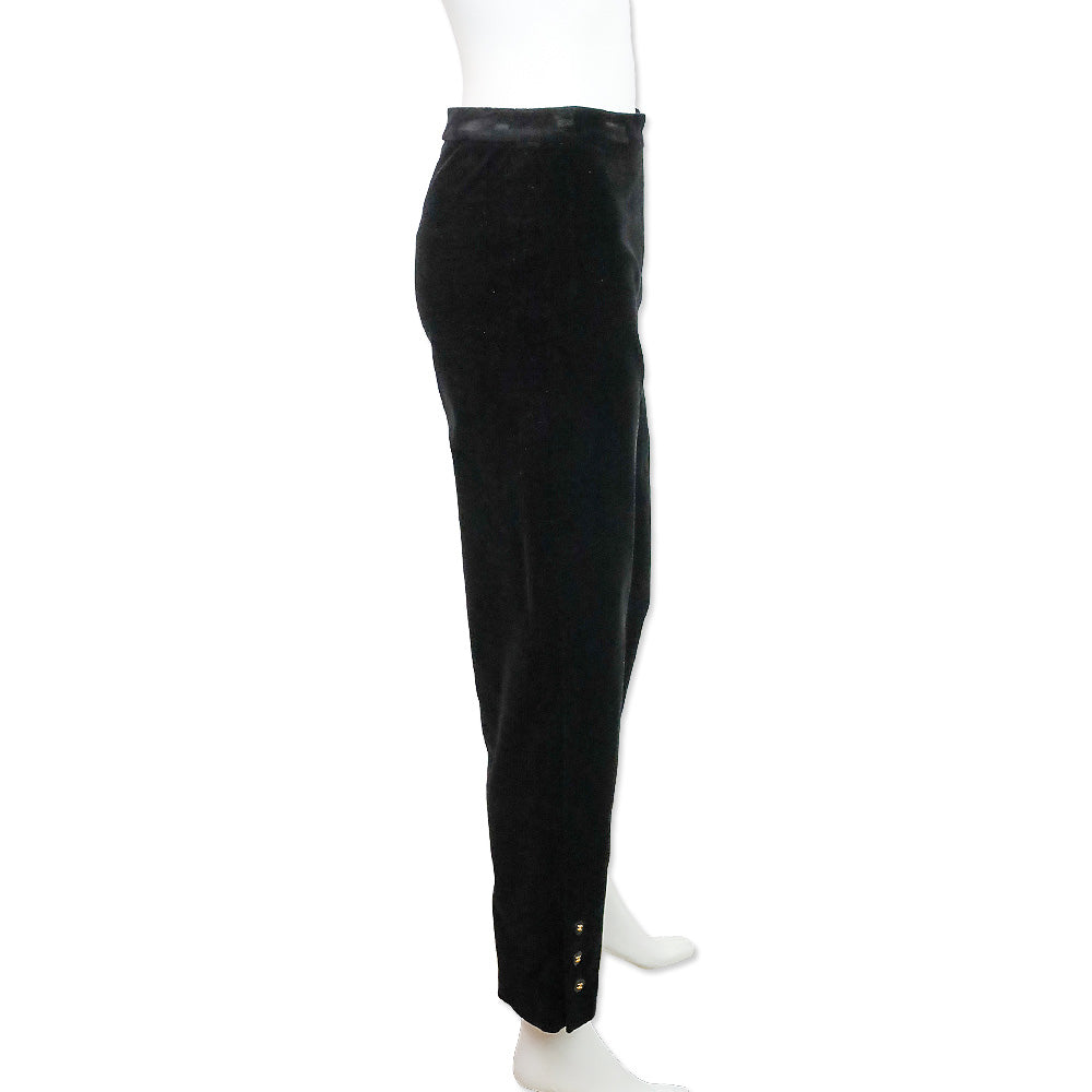 Chanel Black Velvet Straight Leg Pants