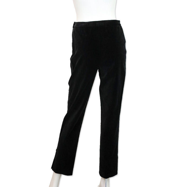 Chanel Black Velvet Straight Leg Pants