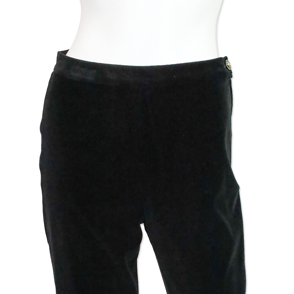 Chanel Black Velvet Straight Leg Pants