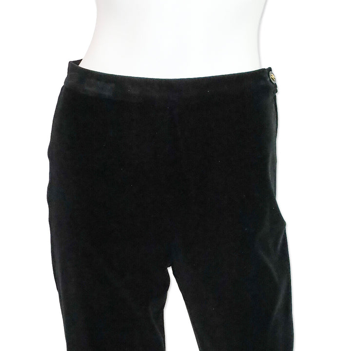 Chanel Black Velvet Straight Leg Pants