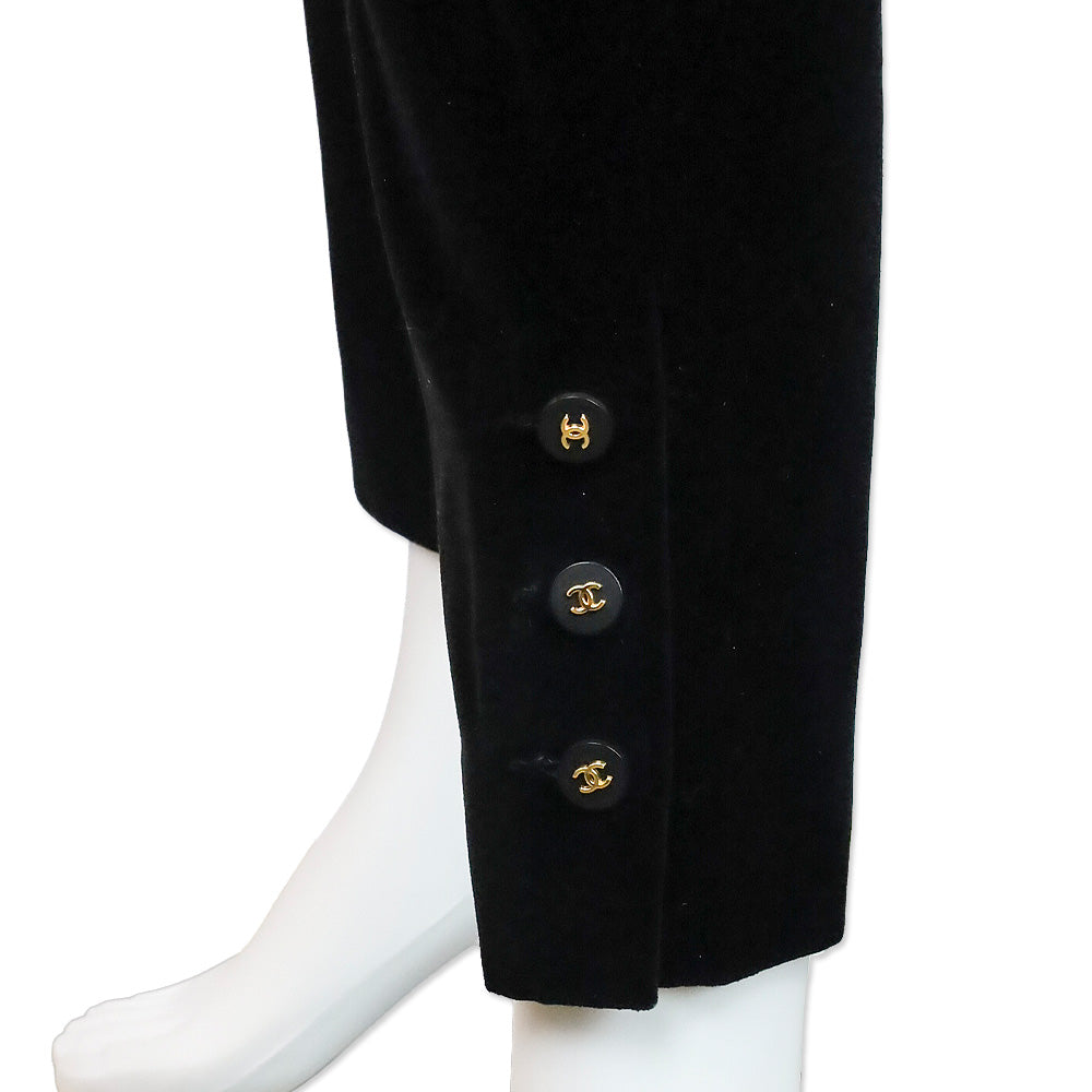 Chanel Black Velvet Straight Leg Pants