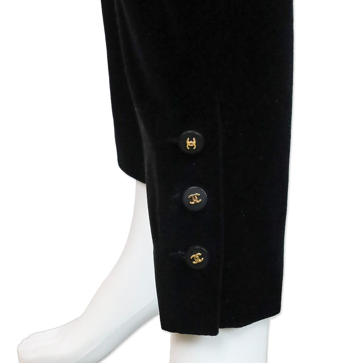Chanel Black Velvet Straight Leg Pants