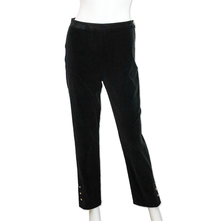 Chanel Black Velvet Straight Leg Pants