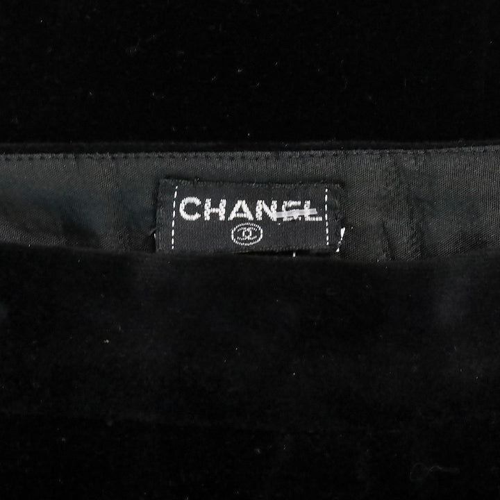 Chanel Black Velvet Straight Leg Pants