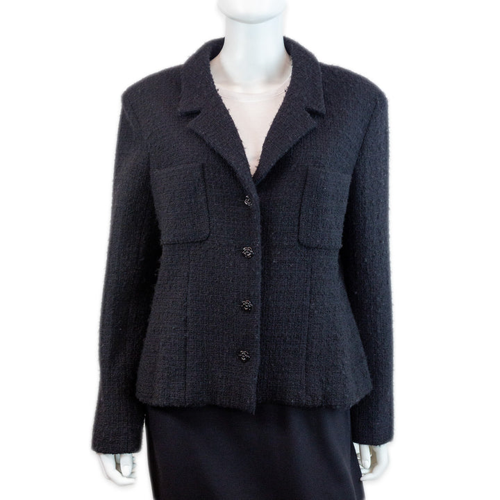 Chanel Black Wool/Angora Tweed Jacket