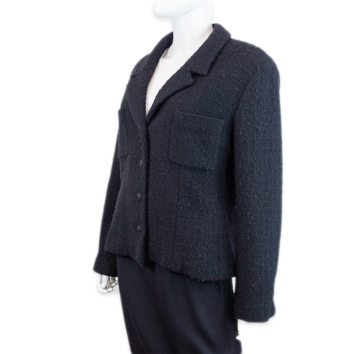 Chanel Black Wool/Angora Tweed Jacket