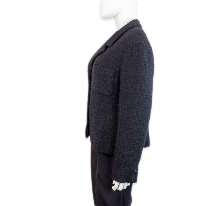 Chanel Black Wool/Angora Tweed Jacket