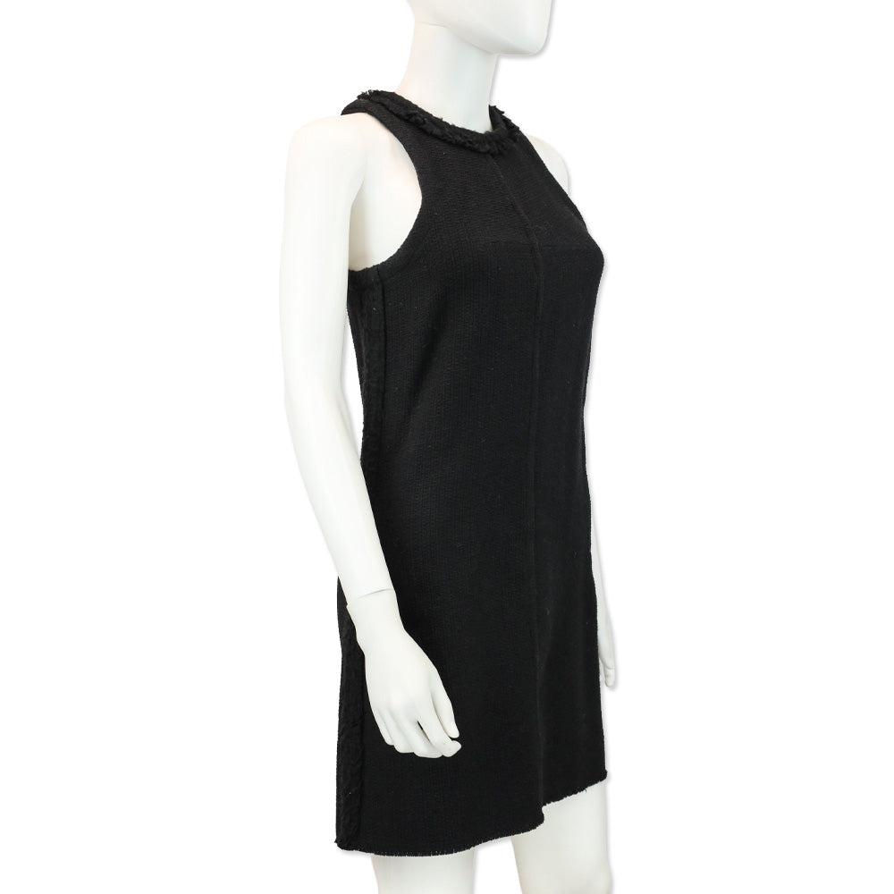 Chanel Black Wool Tweed Sleeveless Mini Dress