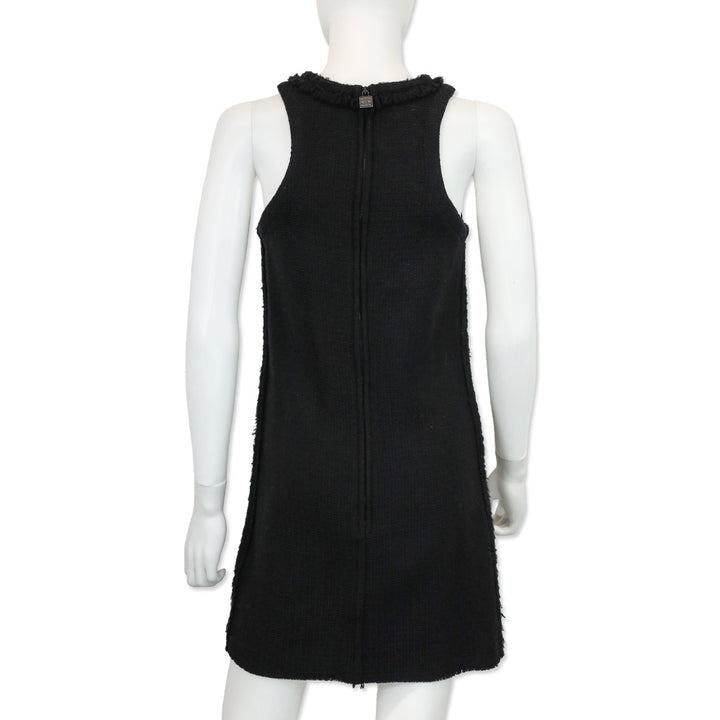 Chanel Black Wool Tweed Sleeveless Mini Dress
