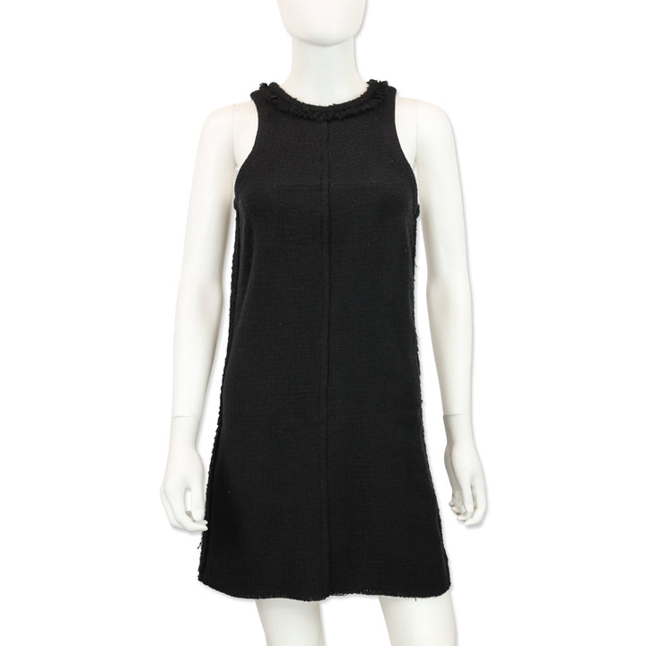 Chanel Black Wool Tweed Sleeveless Mini Dress
