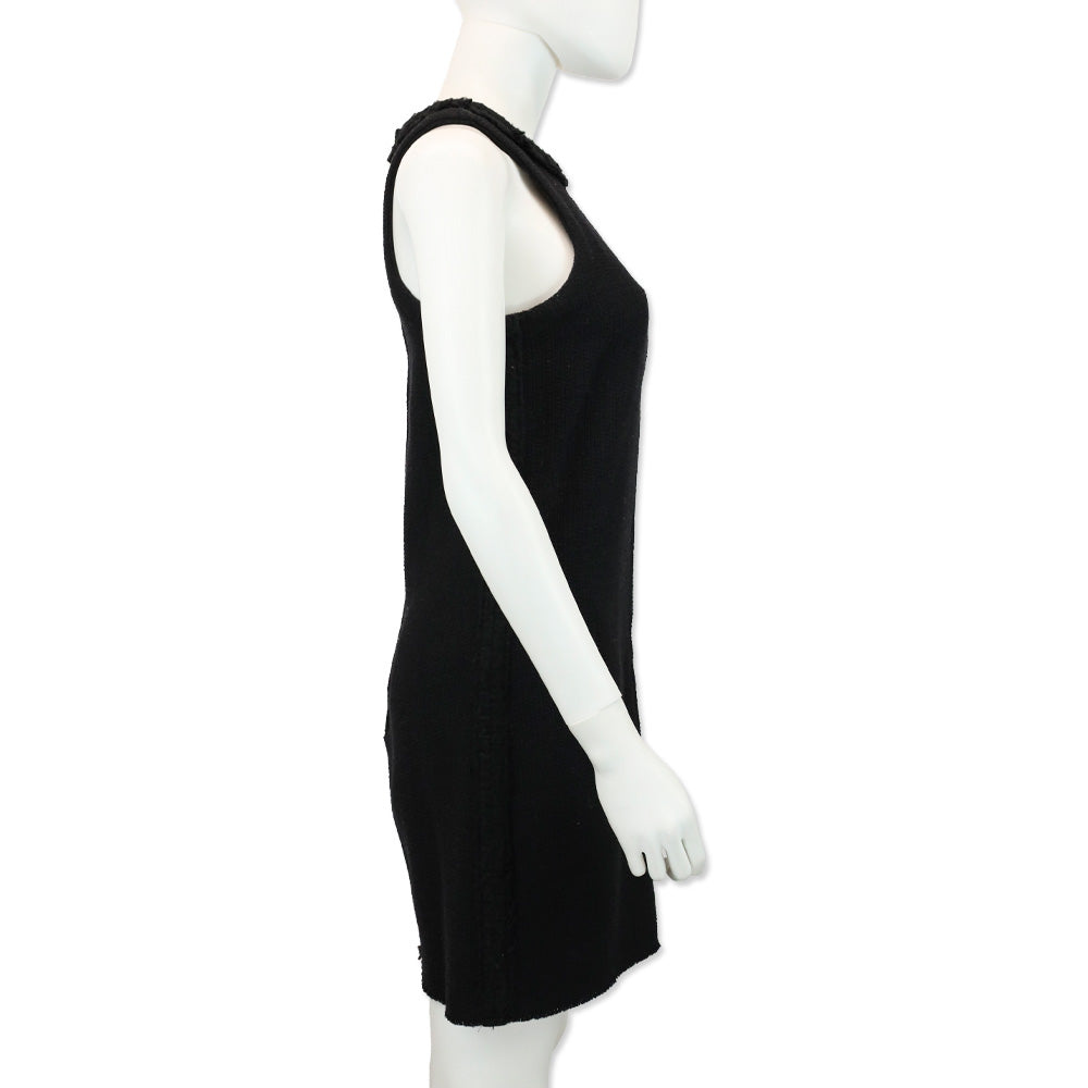 Chanel Black Wool Tweed Sleeveless Mini Dress