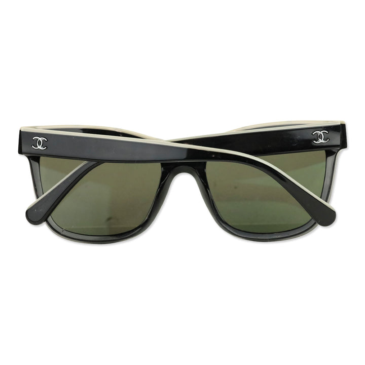 Chanel Black & Beige Shield Acetate CC Logo Sunglasses