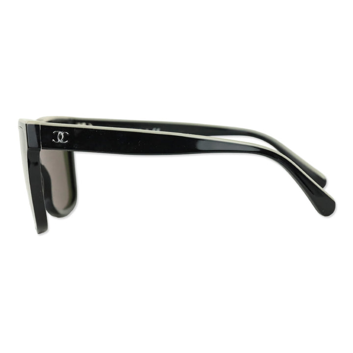 Chanel Black & Beige Shield Acetate CC Logo Sunglasses