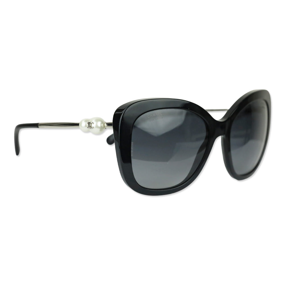 Chanel Black/Grey Gradient Pearl Oversized Sunglasses
