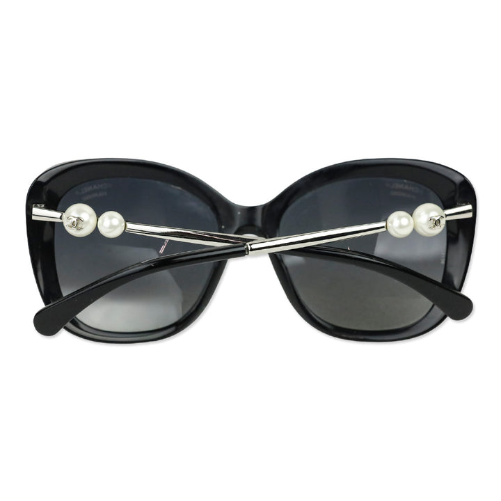 Chanel Black/Grey Gradient Pearl Oversized Sunglasses
