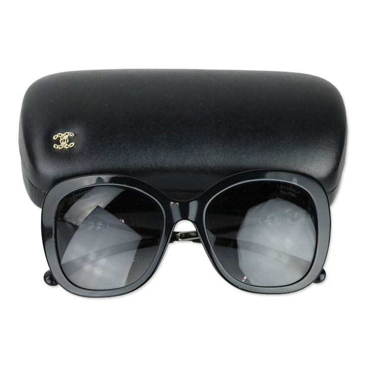 Chanel Black/Grey Gradient Pearl Oversized Sunglasses