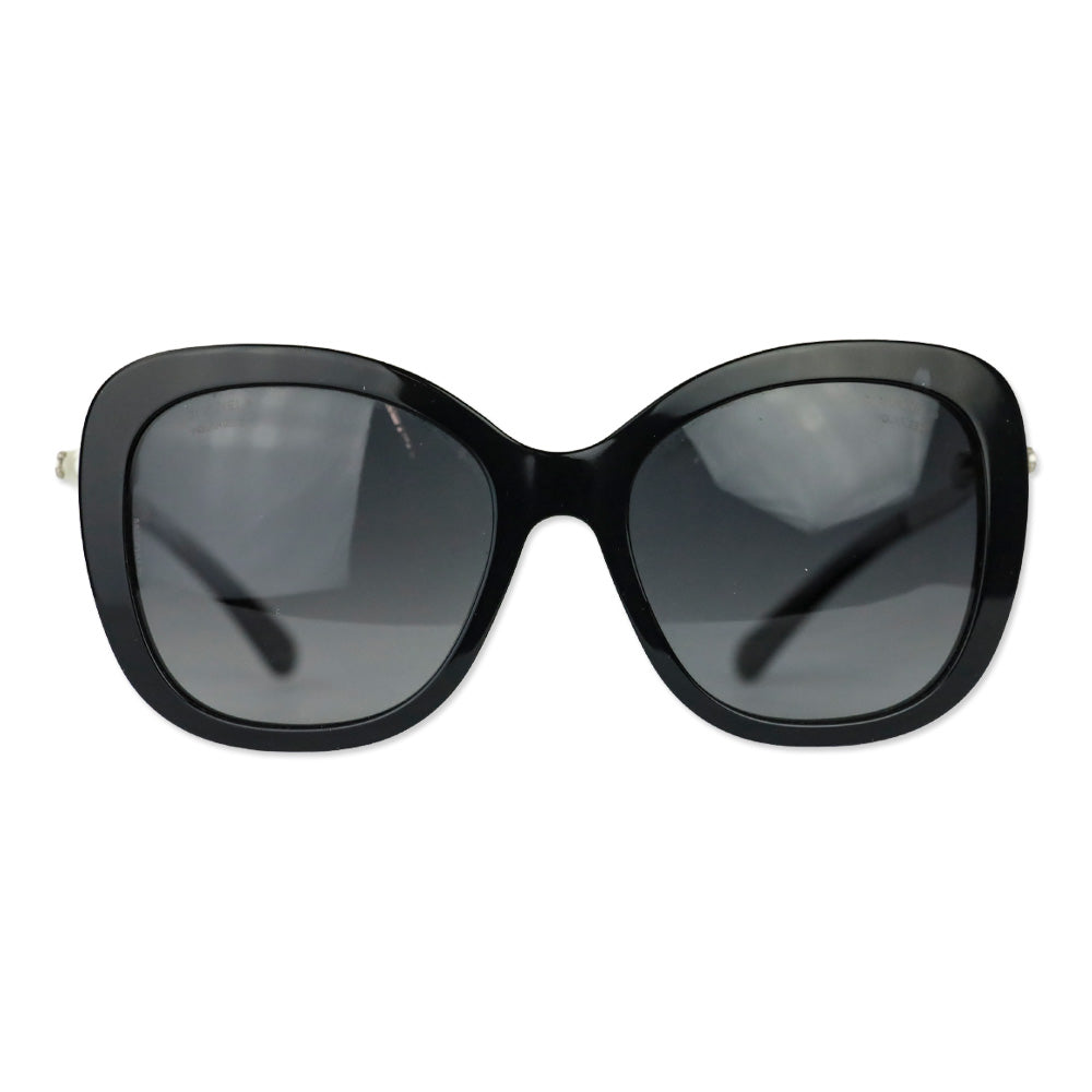 Chanel Black/Grey Gradient Pearl Oversized Sunglasses