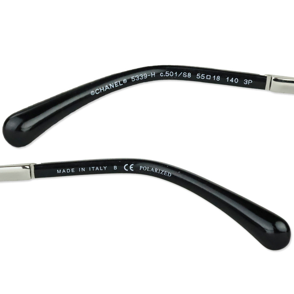 Chanel Black/Grey Gradient Pearl Oversized Sunglasses