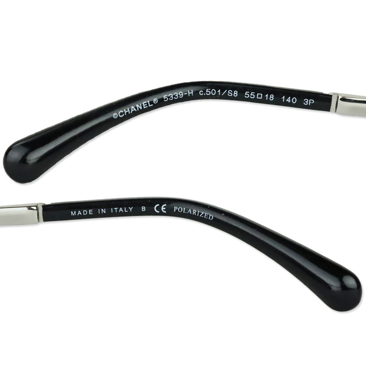 Chanel Black/Grey Gradient Pearl Oversized Sunglasses