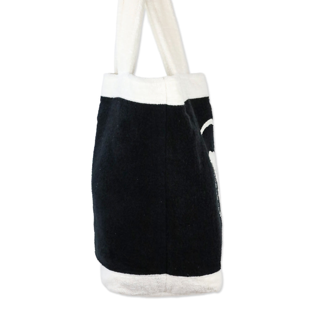 Chanel Black/White Terry Cotton CC Beach Tote with Pouch