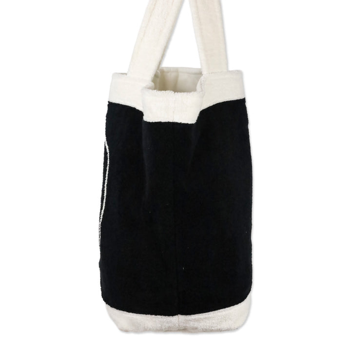 Chanel Black/White Terry Cotton CC Beach Tote with Pouch