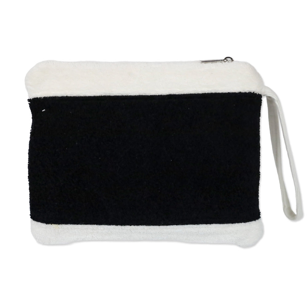 Chanel Black/White Terry Cotton CC Beach Tote with Pouch