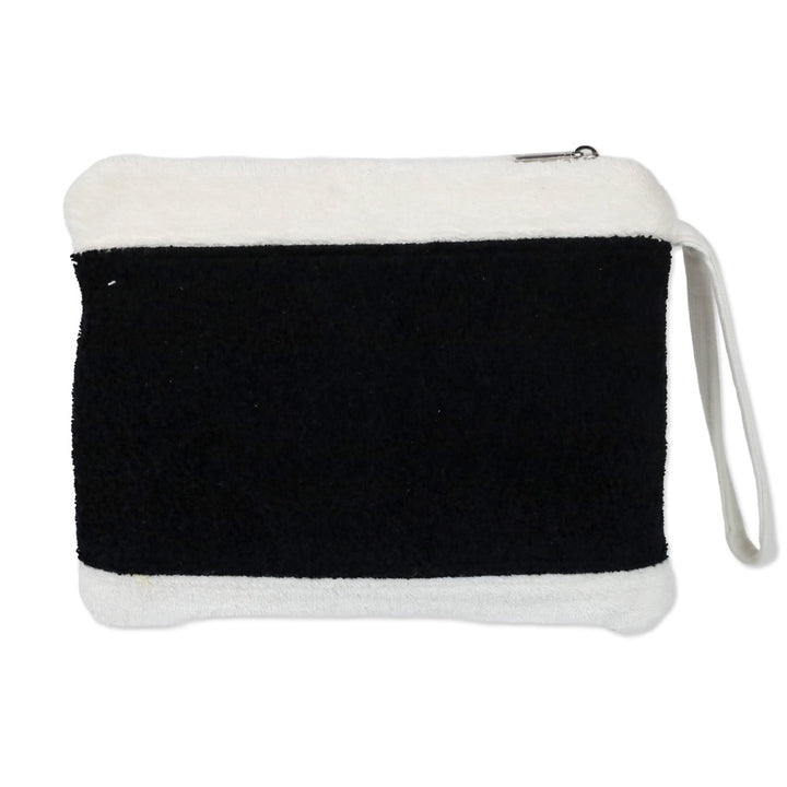 Chanel Black/White Terry Cotton CC Beach Tote with Pouch
