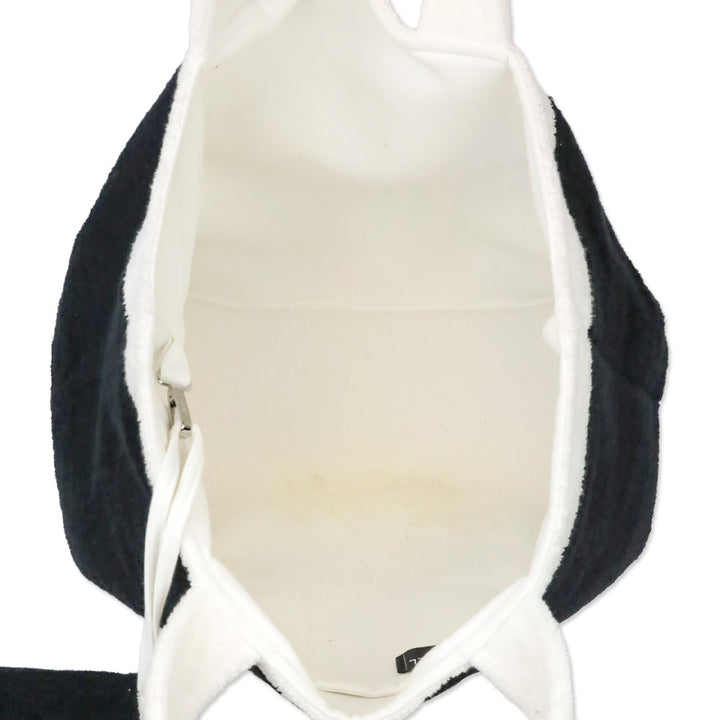 Chanel Black/White Terry Cotton CC Beach Tote with Pouch