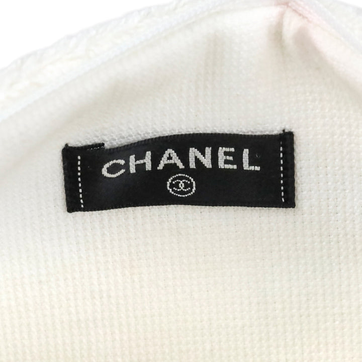 Chanel Black/White Terry Cotton CC Beach Tote with Pouch