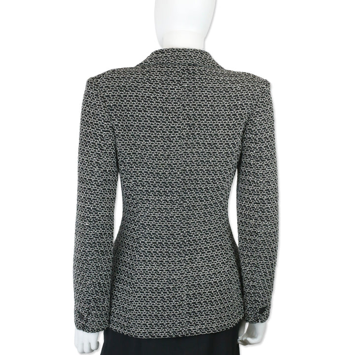 Chanel Black/White Woven Tweed Double-Breasted Blazer