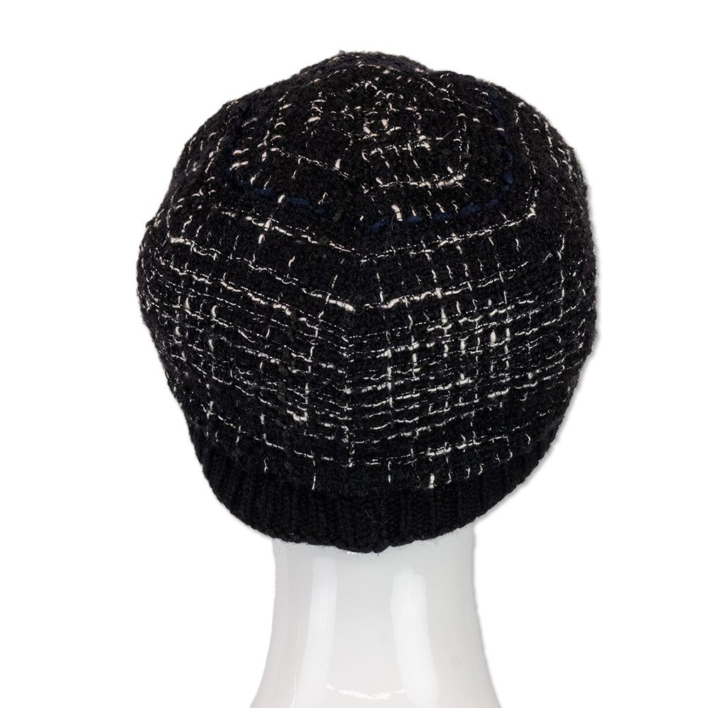 Chanel Black and White Tweed Newsboy Cap